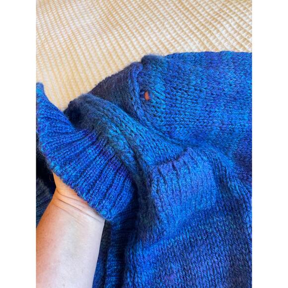 VTG Liz Claiborne Retro Blue Knit Wool Button Up Balloon Sleeve Cardigan Medium - Picture 6 of 13